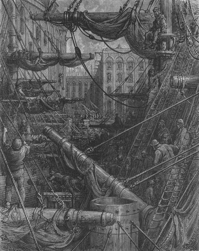 Interior of the Docks by Gustave after Dore